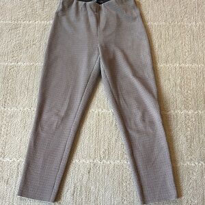 Zara Women's Gray, Brown and cream Checkered Ankle Pants